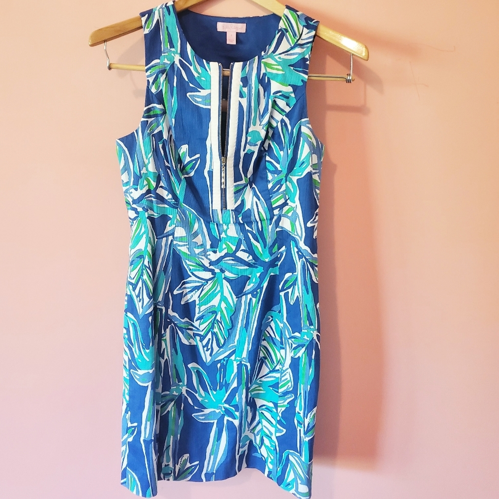Lilly Pulitzer Penelope Blue Cut Bamboo Shift Dress